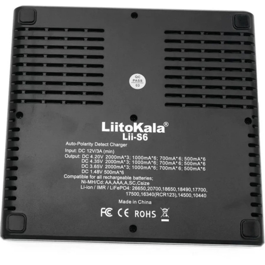 Універсальний зарядний пристрій LiitoKala Lii-S6 EU на 6 каналів + автомобільний кабель