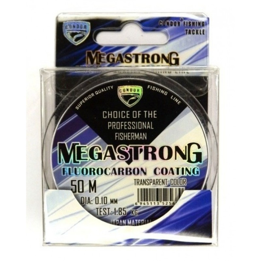 Лісочка рибальська, Condor Megastrong Fluorocarbon Coating, 50м, перетин 0,10мм