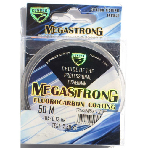 Лісочка для риболовлі Condor MegaStrong Fluorocarbon Coating 50м, діаметр 0,12мм Лісочка для риболовлі Condor MegaStrong Fluorocarbon Coating 50м, діаметр 0,12мм