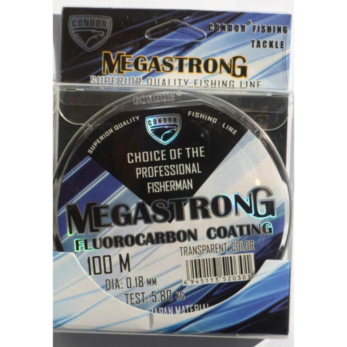 Волосінь Condor MegaStrong Fluorocarbon Coating 100м, діаметр 0,18мм Волосінь Condor MegaStrong Fluorocarbon Coating 100м, діаметр 0,18мм