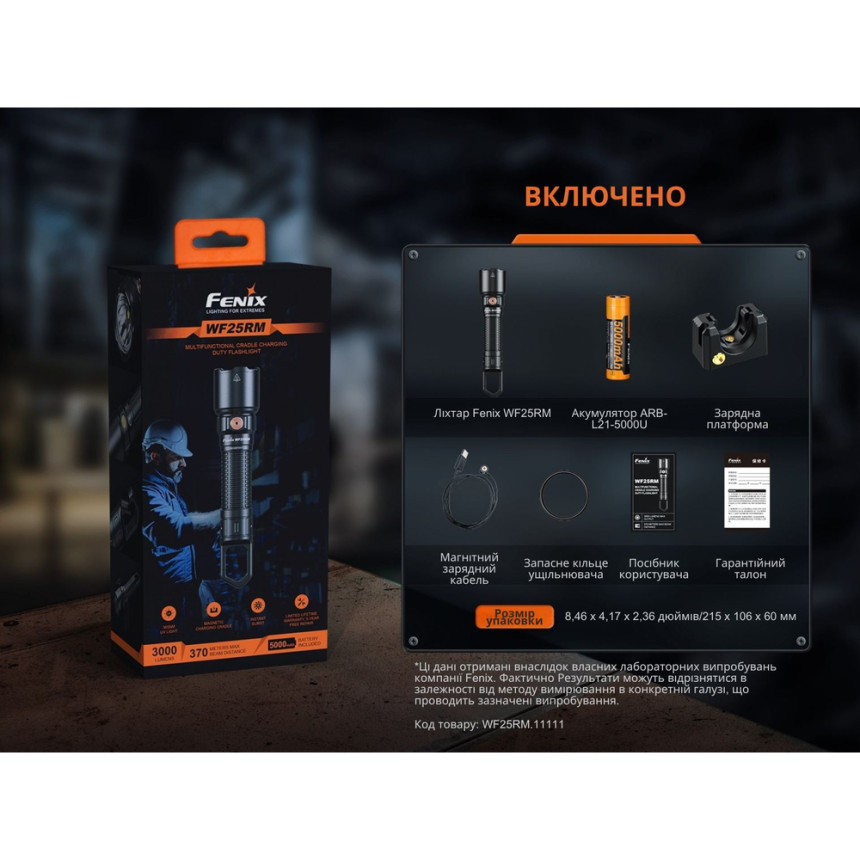 Ліхтар професійний Fenix WF25RM з магнітною зарядкою