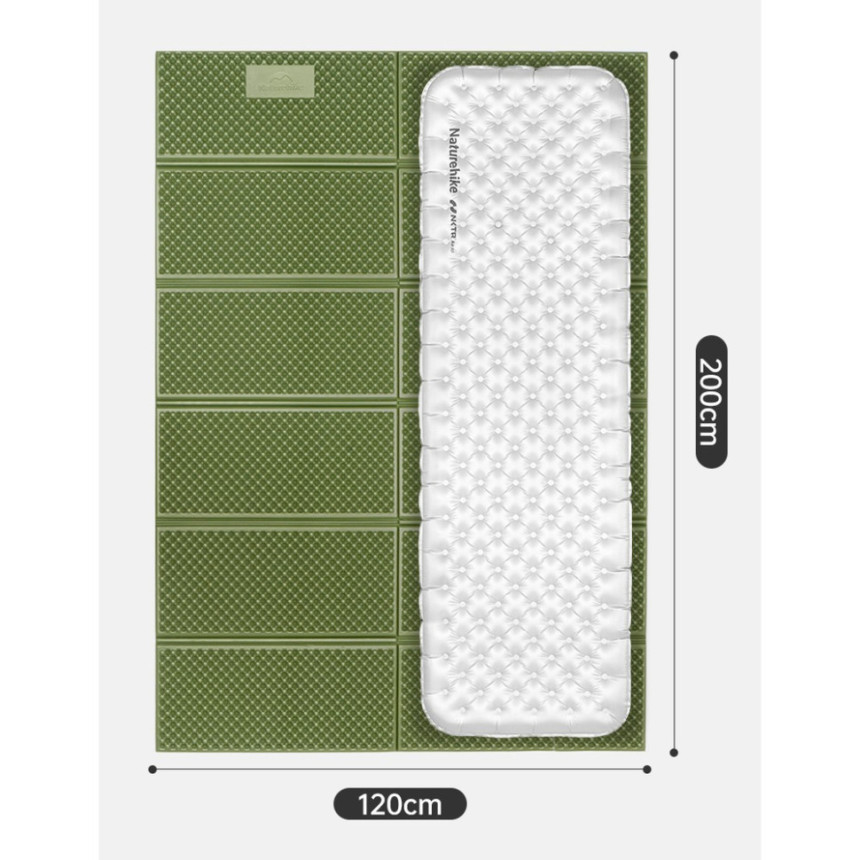 Килимок складаний подвійний IXPE Naturehike CNK2450WS044, алюмінієва плівка, 200x120х1,8 см, синій