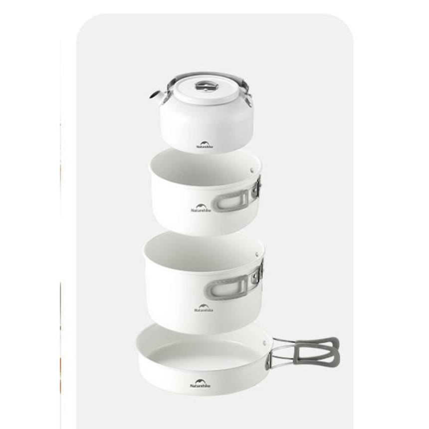 Сковорідка зі складаною ручкою Naturehike CNK2450CF013, 17,5 см, алюміній, біла