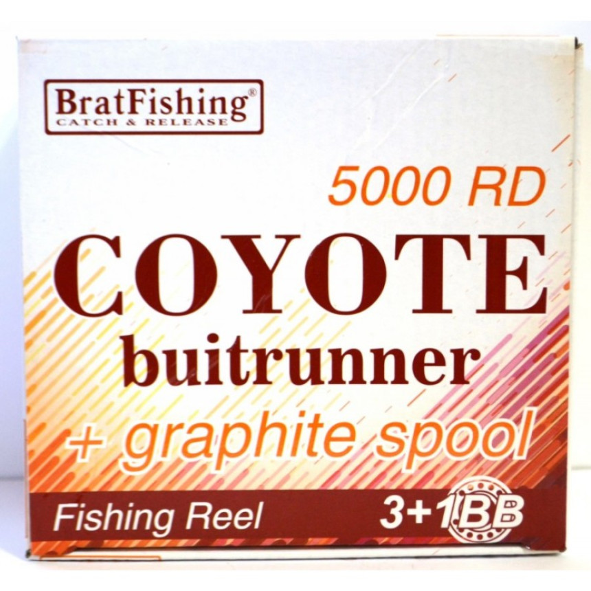 Спиннинговая котушка BratFishing COYOTE 5000 BAITRUNNER RD, з бейтраннером 3+1 подш.