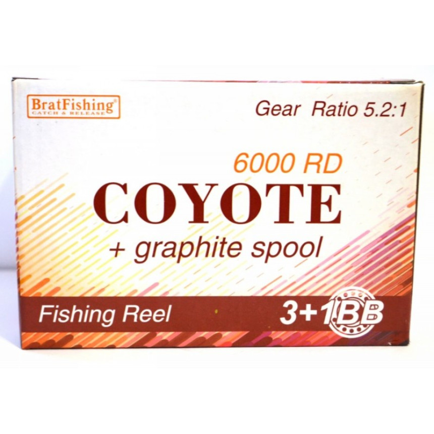 Котушка для спінінга БратФишинг COYOTE 6000 BAITRUNNER RD, з бейтраннером 3+1 подш.