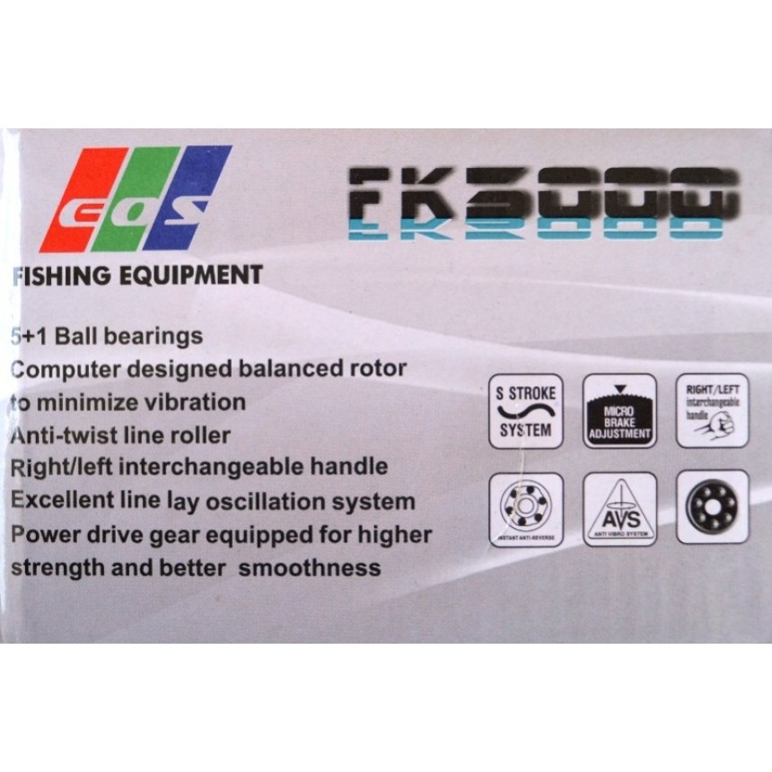 Котушка рибальська, EOS FK 3000, 5+1 підшипник