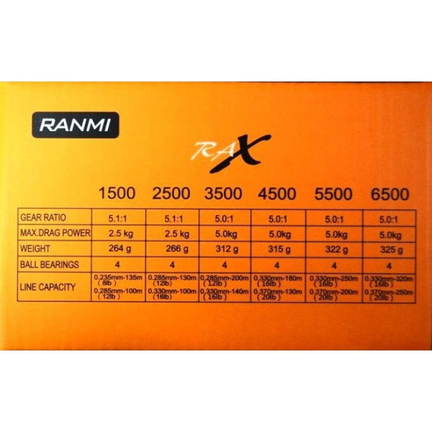 Котушка рибальська, Ranmi Rax 4500, 4+1 підшипник