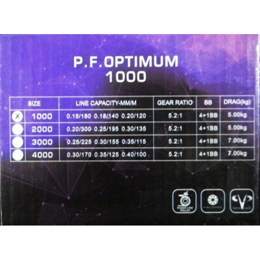 Котушка рибальська, EOS PF Optimum 1000, 4+1 підшипник