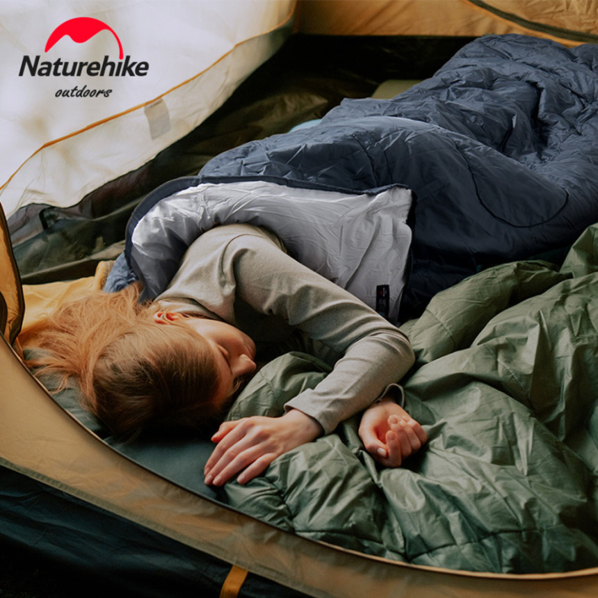 Спальник з капюшоном та закругленим дном Naturehike Y150 NH21MSD08 правий, темно-блакитний