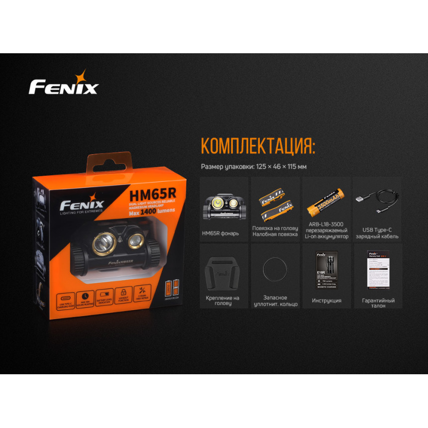 Ліхтар налобний Fenix HM65R