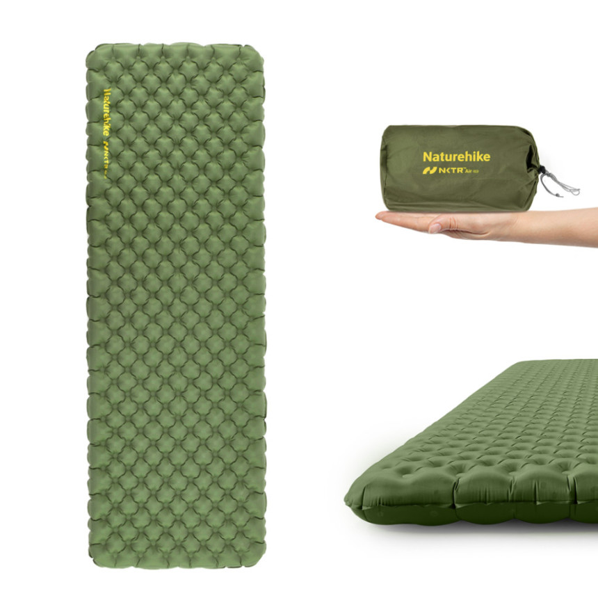 Матрац надувний надлегкий Naturehike CNK2450WS014, із мішком для надування, прямокутний зелений 186 см