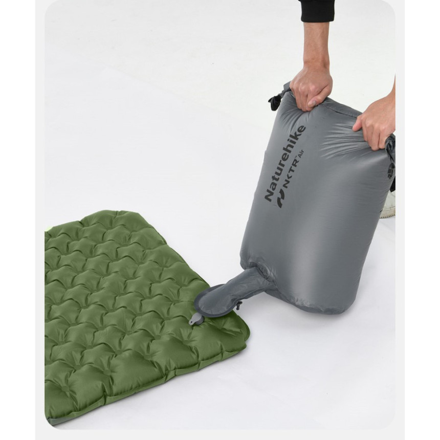 Матрац надувний надлегкий Naturehike CNK2450WS014, із мішком для надування, прямокутний зелений 186 см