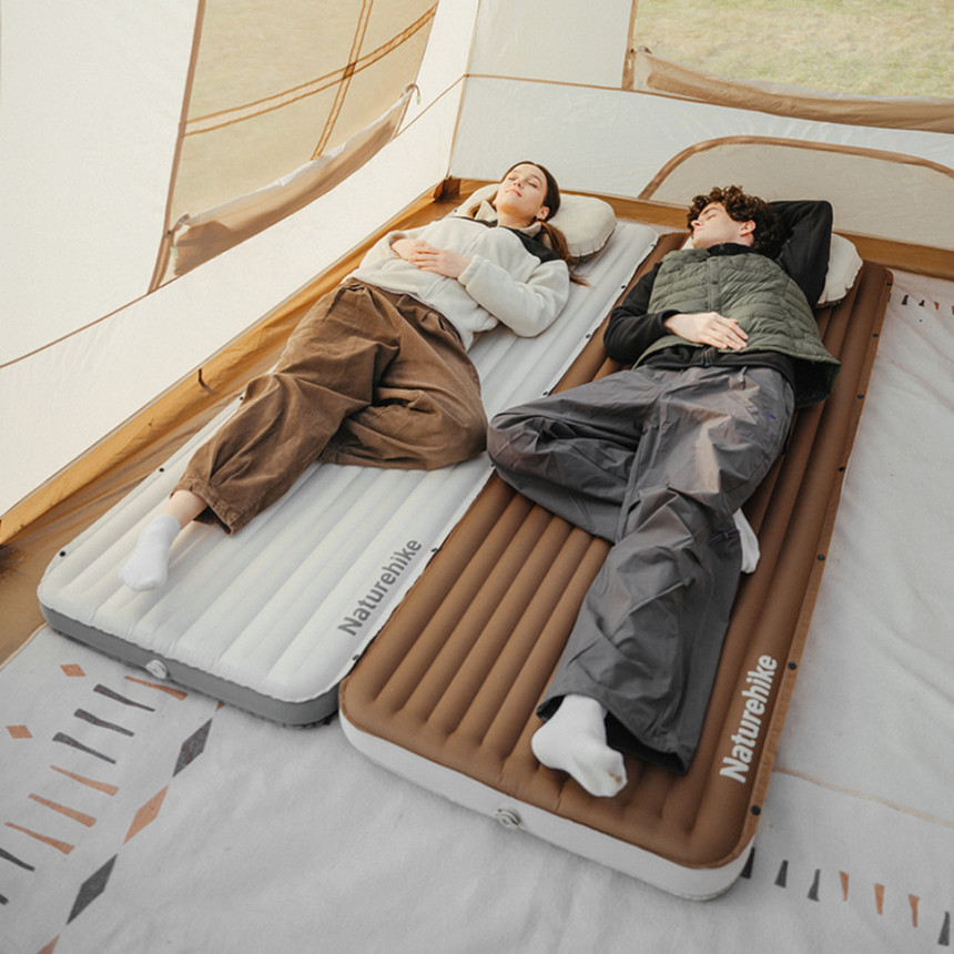 Матрац надувний одинарний Naturehike CNK2450WS034, 95 мм, із мішком для надування, коричневий