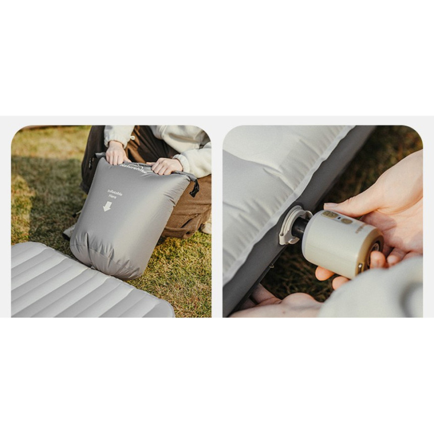 Матрац надувний одинарний Naturehike CNK2450WS034, 95 мм, із мішком для надування, коричневий