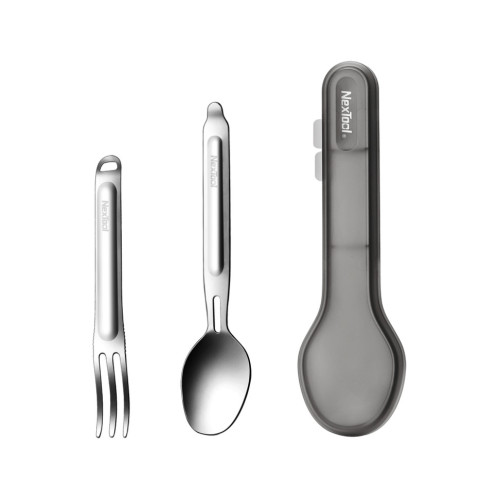 Туристичний набір ложка-виделка NexTool Portable Stainless Steel Tableware, нержавіюча сталь Туристичний набір ложка-виделка NexTool Portable Stainless Steel Tableware, нержавіюча сталь