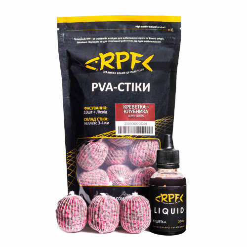 ПВА - стіки Креветка & Клубника + 50мл Ліквіду ПВА - стіки Креветка & Клубника + 50мл Ліквіду