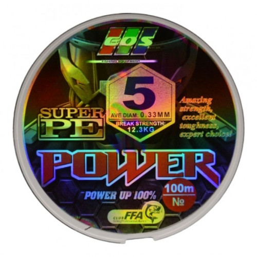 Плетений шнур для риболовлі, EOS Power Super PE, 100м, перетин 0,33мм Плетений шнур для риболовлі, EOS Power Super PE, 100м, перетин 0,33мм