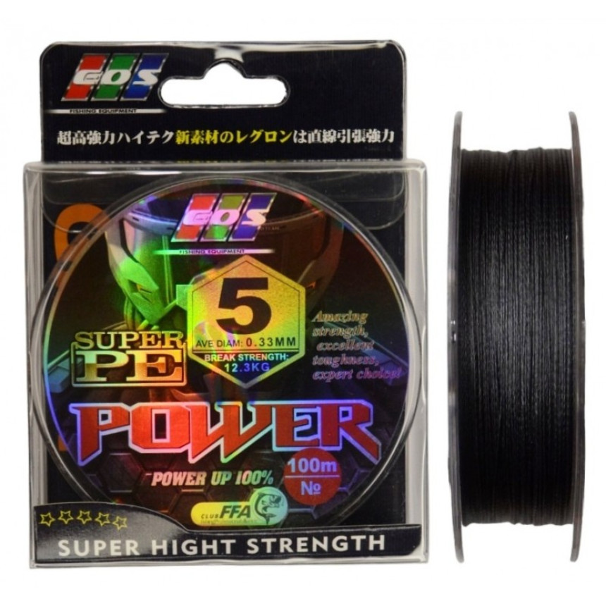 Плетений шнур для риболовлі, EOS Power Super PE, 100м, перетин 0,33мм