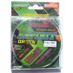 Шнур BratFishing ESPIRIT GREEN, зелений, плетіння 8 ниток, 100м., діаметр 0,17мм