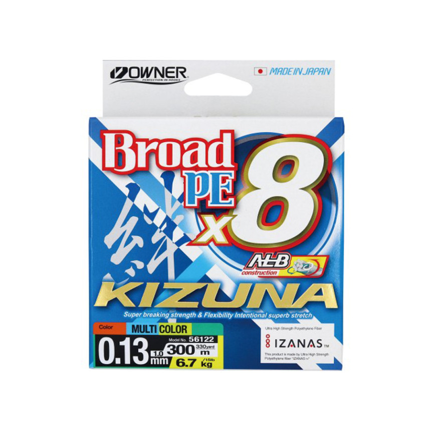 Шнур Owner Kizuna Broad PEx8 300м 0.13мм 6.7кг Multi Color