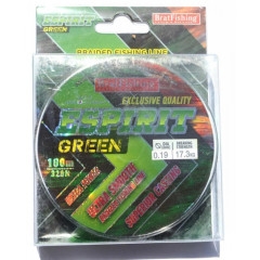 Шнур BratFishing ESPIRIT GREEN, зелений, плетіння 8 ниток, 100м., діаметр 0,19мм