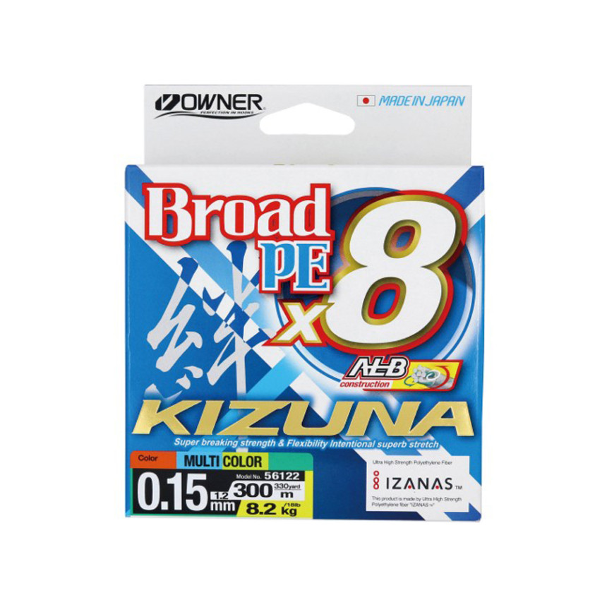 Шнур Owner Kizuna Broad PEx8 300м 0.15мм 8.2кг Multi Color