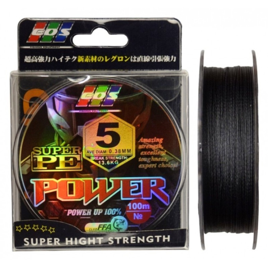 Шнур рибальський, EOS Power Super PE, 100м, перетин 0,38мм
