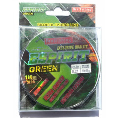 Шнур BratFishing ESPIRIT GREEN, зелений, плетіння 8 ниток, 100м., діаметр 0,21мм