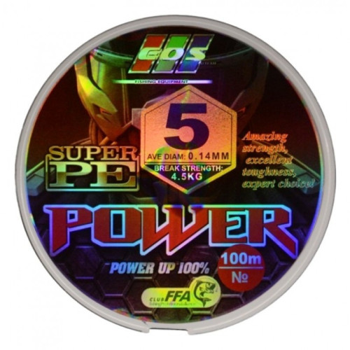 Шнур для риболовлі, EOS Power Super PE, 100м, перетин 0,14мм