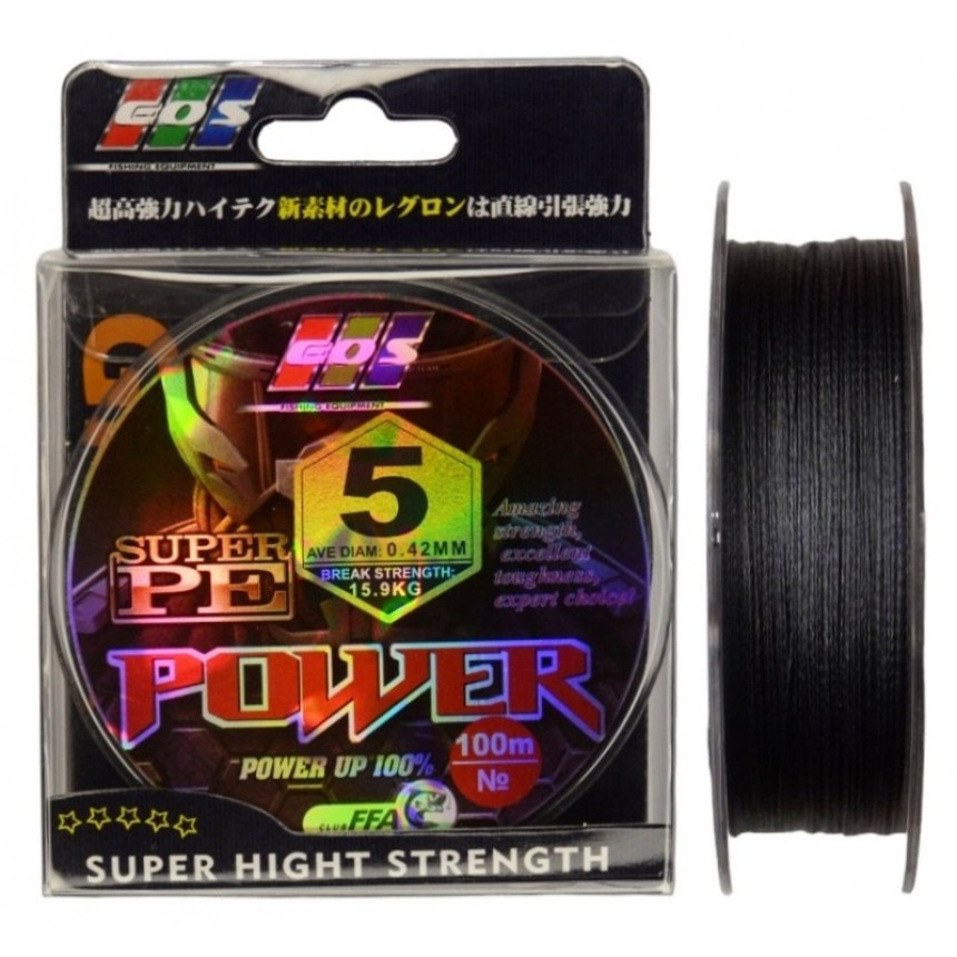 Шнур для риболовлі, EOS Power Super PE, 100м, перетин 0,42мм