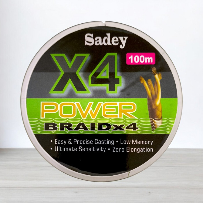 Шнур для риболовлі, Sadey Power Braid Х4, 100м, перетин 0,12мм