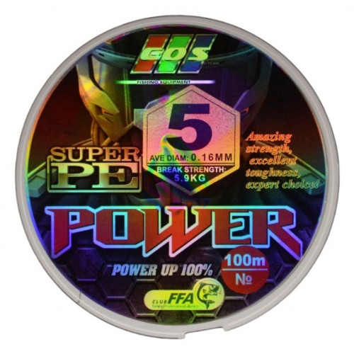 Рибальський шнур, EOS Power Super PE, 100м, перетин 0,16мм Рибальський шнур, EOS Power Super PE, 100м, перетин 0,16мм