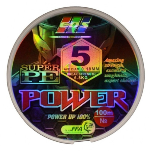 Шнур плетений для риболовлі, EOS Power Super PE, 100м, перетин 0,18мм Шнур плетений для риболовлі, EOS Power Super PE, 100м, перетин 0,18мм