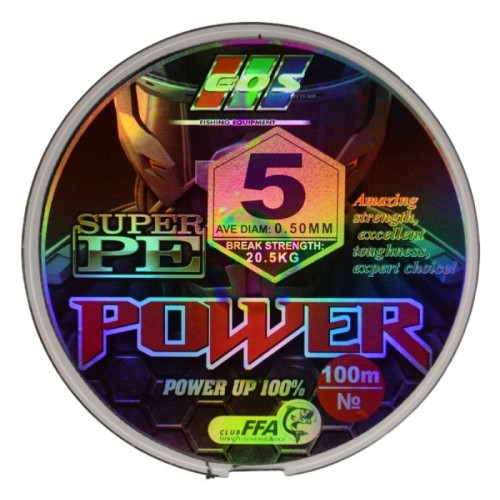 Шнур плетений для риболовлі, EOS Power Super PE, 100м, перетин 0,50мм Шнур плетений для риболовлі, EOS Power Super PE, 100м, перетин 0,50мм