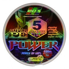 Плетений шнур для риболовлі, EOS Power Super PE, 100м, перетин 0,20мм