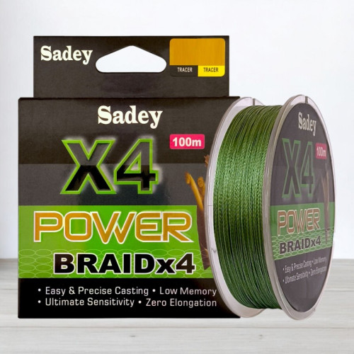 Плетений шнур для риболовлі, Sadey Power Braid Х4, 100м, перетин 0,25мм Плетений шнур для риболовлі, Sadey Power Braid Х4, 100м, перетин 0,25мм