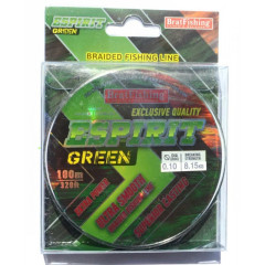 Шнур BratFishing ESPIRIT GREEN, зелений, плетіння 8 ниток, 100м., діаметр 0,10мм