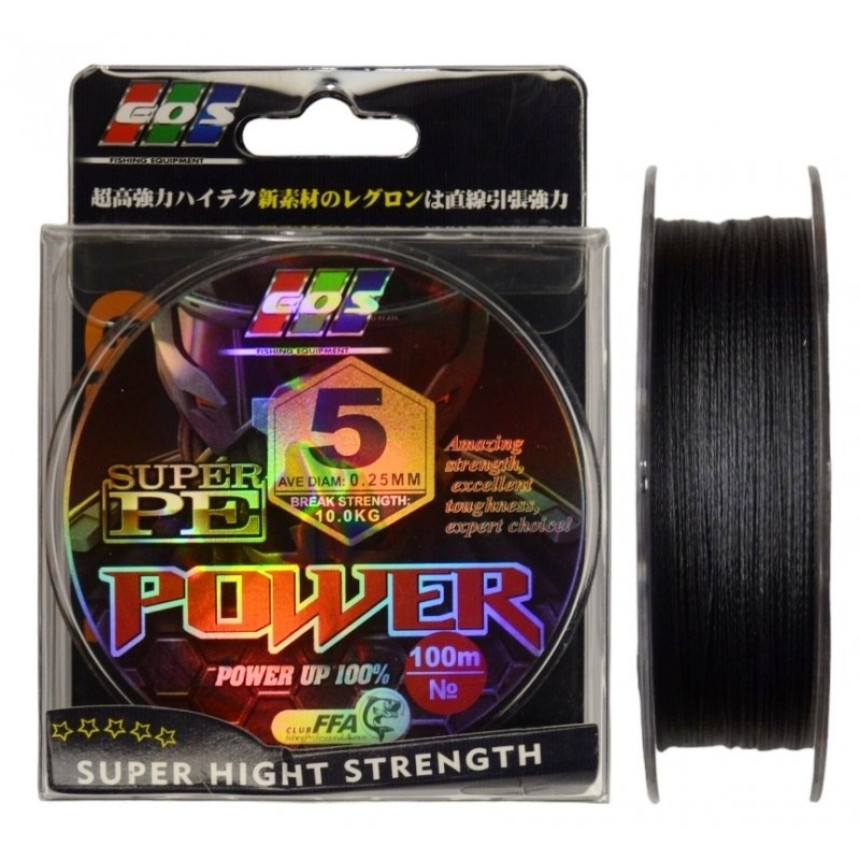 Шнур для риболовлі, EOS Power Super PE, 100м, перетин 0,25мм