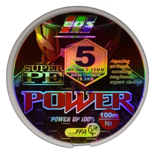 Рибальський шнур, EOS Power Super PE, 100м, перетин 0,28мм Рибальський шнур, EOS Power Super PE, 100м, перетин 0,28мм