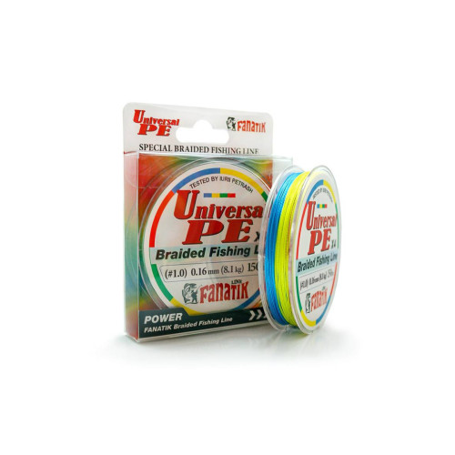 Шнур плетений Fanatik Universal PE X4 150 m (#1,0) 0.16 mm 8,1 kg Varicoloured Шнур плетений Fanatik Universal PE X4 150 m (#1,0) 0.16 mm 8,1 kg Varicoloured