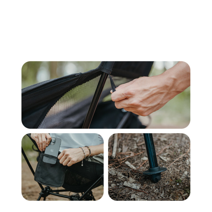 Крісло складане Naturehike Clamshell 001 Triangle Folding Moon Chair, чорний