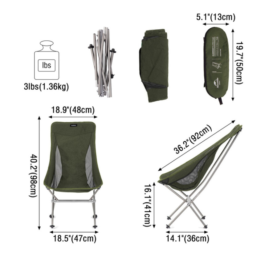 Стілець складаний Naturehike YL06 NH18Y060-Z, зелений