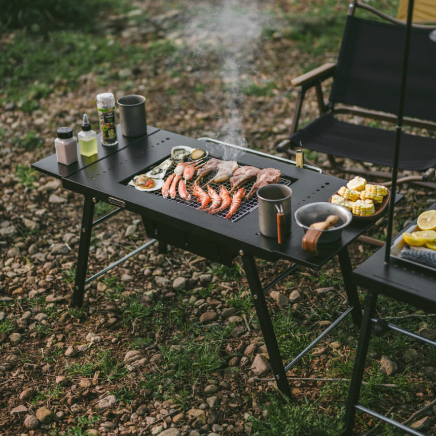 Стіл для барбекю сталевий Naturehike CNK2350CF018, чорний