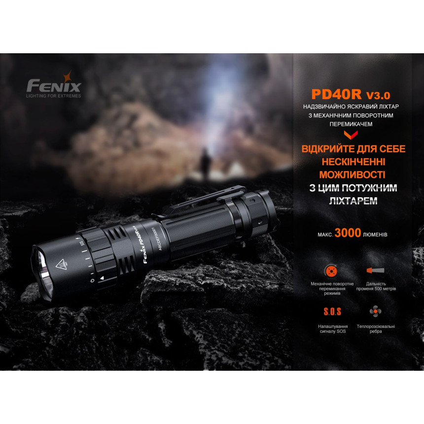 Ліхтар ручний Fenix PD40R V3.0, 3000 lm
