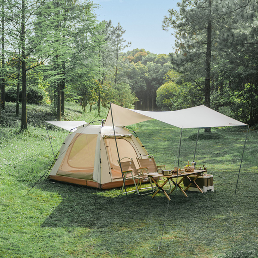 Намет тримісний автоматичний із тентом Naturehike Ango Picnic CNK2450WS021, коричневий