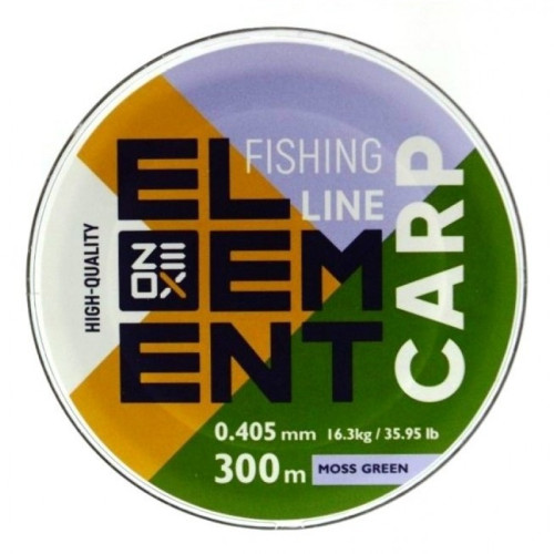 Волосінь для лову риби, ZEOX Element Carp Moss Green, 300м, перетин 0,405мм Волосінь для лову риби, ZEOX Element Carp Moss Green, 300м, перетин 0,405мм