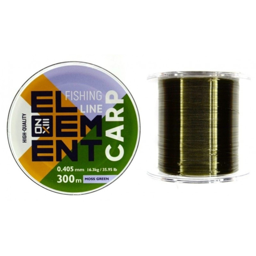 Волосінь для лову риби, ZEOX Element Carp Moss Green, 300м, перетин 0,405мм