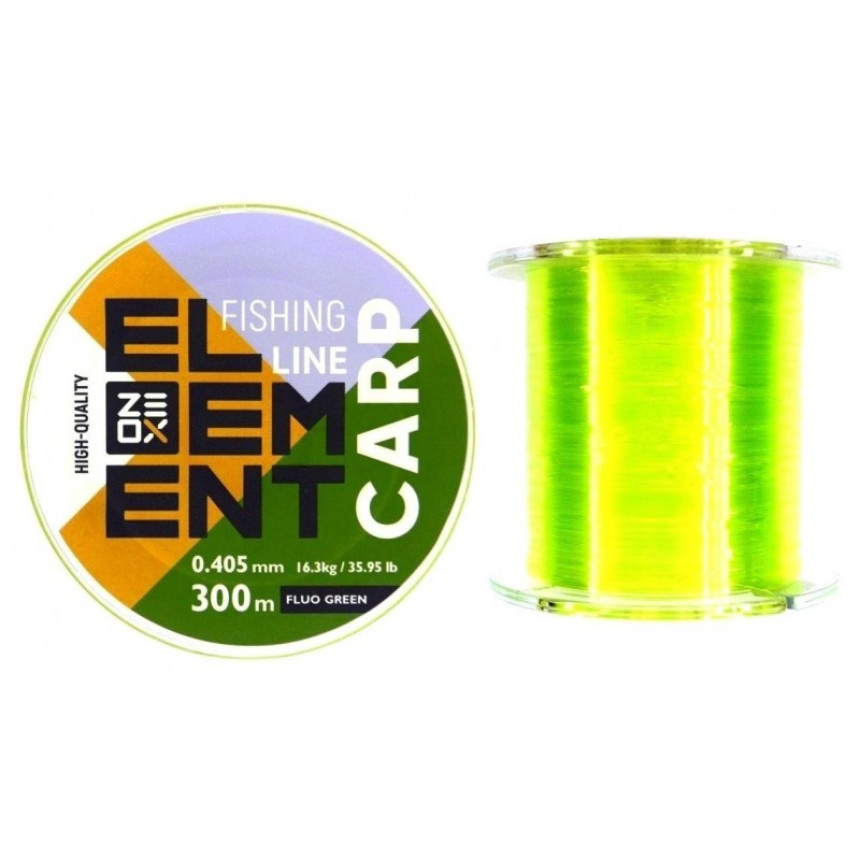 Волосінь для лову риби, ZEOX Element Carp Fluo Green, 300м, перетин 0,405мм
