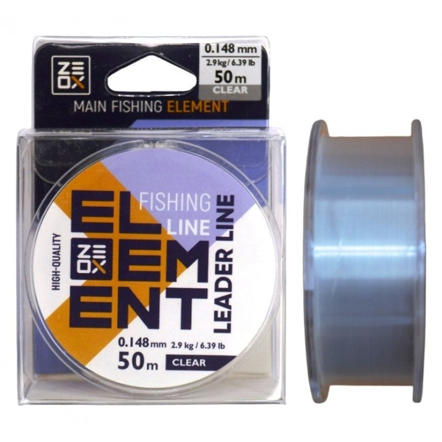 Волосінь рибальська, ZEOX Element Leader Clear, 50м, перетин 0.148мм