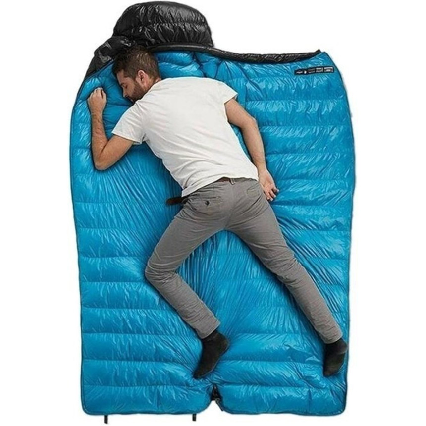 Спальник з натуральним пухом Naturehike CW400 NH18C400-D, p-р L, чорно-блакитний